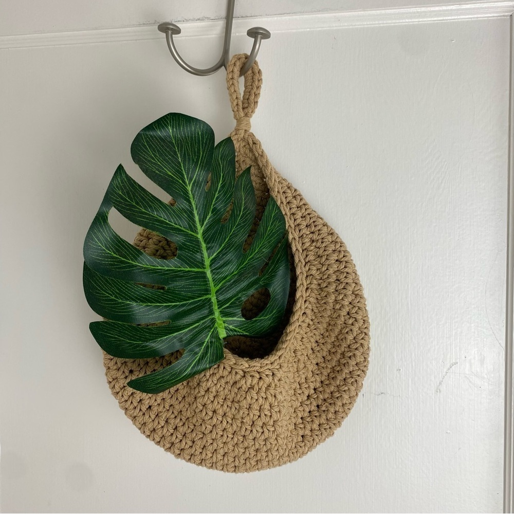 Handmade macrame hanging wall basket